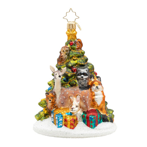 Woodland Celebration Christmas Tree Glass Ornament, 6"