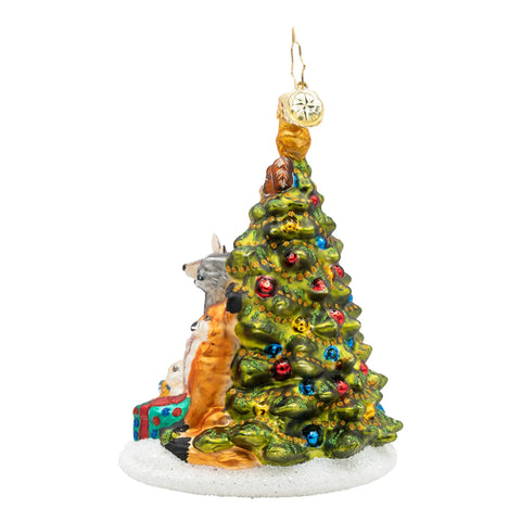 Woodland Celebration Christmas Tree Glass Ornament, 6"