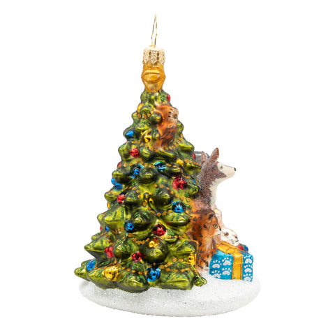 Woodland Celebration Christmas Tree Glass Ornament, 6"