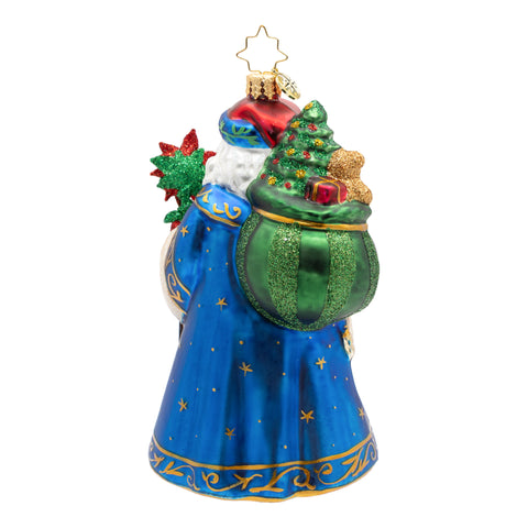 Father Christmas’ Eve Santa Glass Ornament, 5"