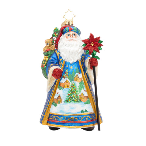 Father Christmas’ Eve Santa Glass Ornament, 5"