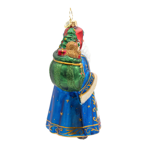 Father Christmas’ Eve Santa Glass Ornament, 5"
