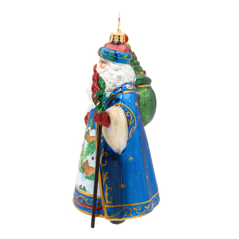 Father Christmas’ Eve Santa Glass Ornament, 5"