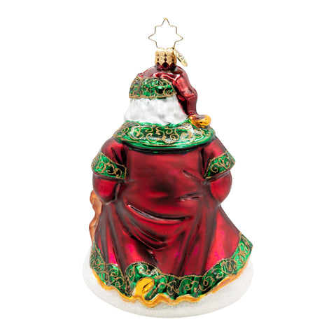 A Woodland Offering Santa Glass Ornament, 6"
