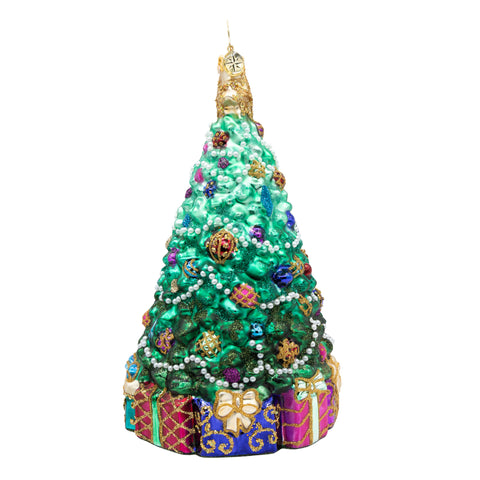 Victorian Splendor Christmas Tree Glass Ornament, 7"