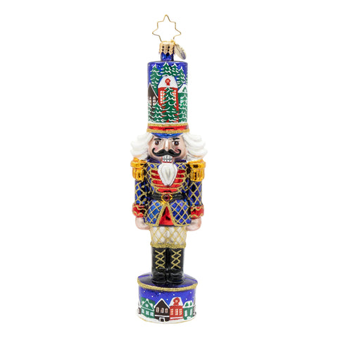 Christmas Sentinel Nutcracker Glass Ornament, 6.5"