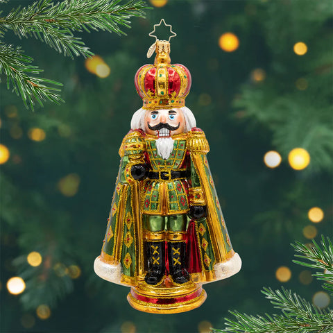 The Gilded Sentinel Nutcracker Glass Ornament, 7"