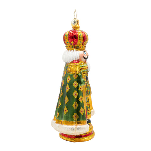 The Gilded Sentinel Nutcracker Glass Ornament, 7"