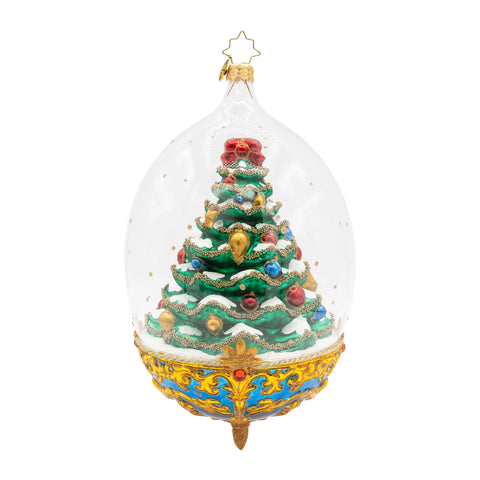 Royal Elegance Spruce Christmas Tree Glass Ornament, 7"