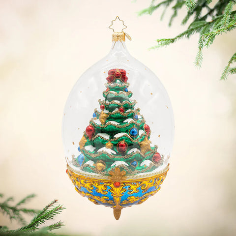 Royal Elegance Spruce Christmas Tree Glass Ornament, 7"