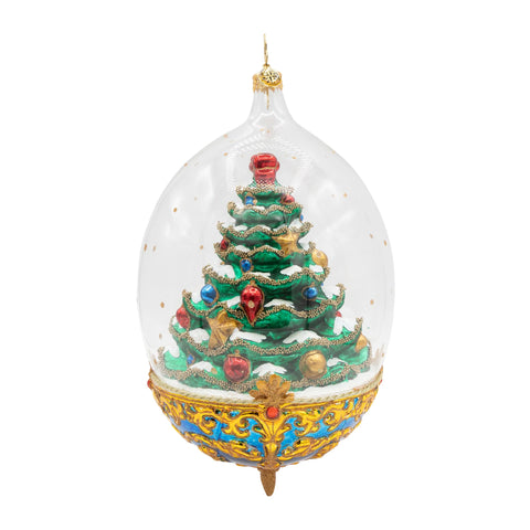 Royal Elegance Spruce Christmas Tree Glass Ornament, 7"