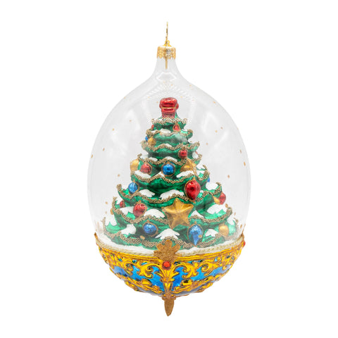 Royal Elegance Spruce Christmas Tree Glass Ornament, 7"