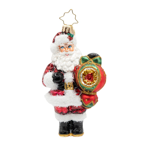The Merry Bauble Santa Glass Ornament, 4.25"