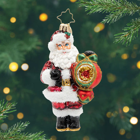 The Merry Bauble Santa Glass Ornament, 4.25"