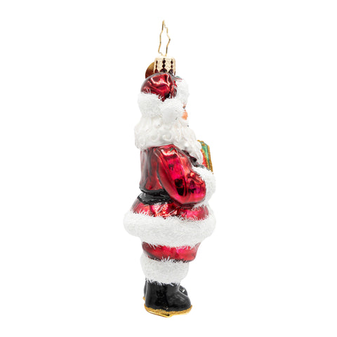 The Merry Bauble Santa Glass Ornament, 4.25"