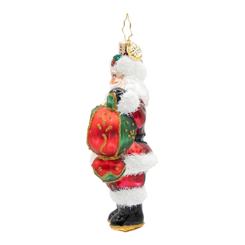 The Merry Bauble Santa Glass Ornament, 4.25"