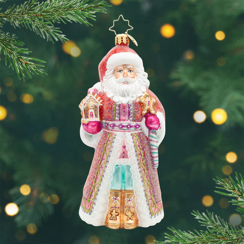 The Claus Confection Santa Glass Ornament, 5.75"