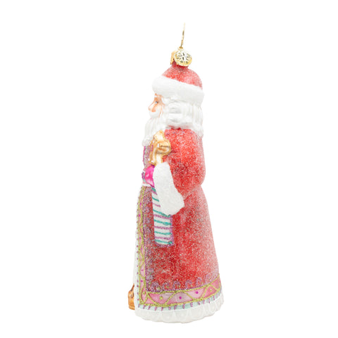 The Claus Confection Santa Glass Ornament, 5.75"