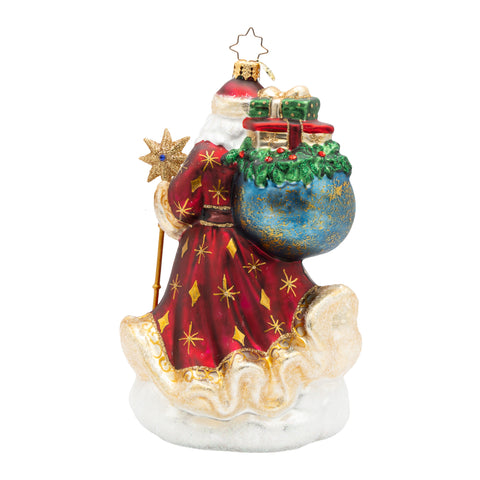 Starlight Keepsake Santa Glass Ornament, 7.25"