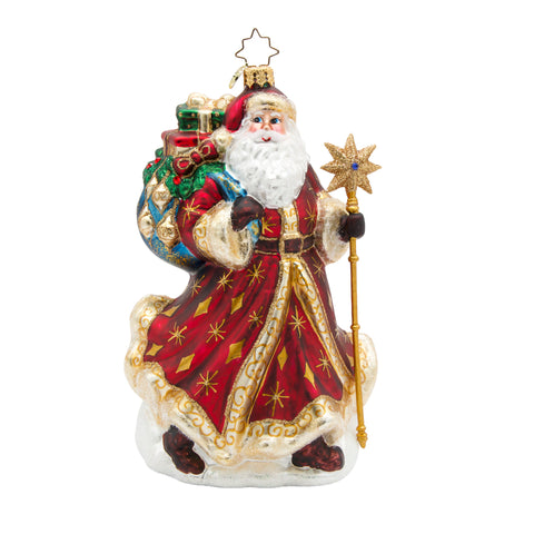 Starlight Keepsake Santa Glass Ornament, 7.25"