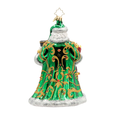 The Emerald Giftbearer Santa Glass Ornament, 6.25"