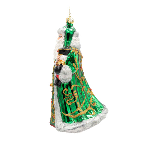The Emerald Giftbearer Santa Glass Ornament, 6.25"