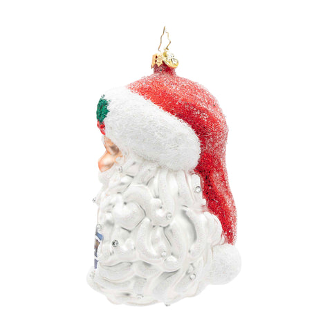 Starry Saint Nick Santa Glass Ornament, 5.5"