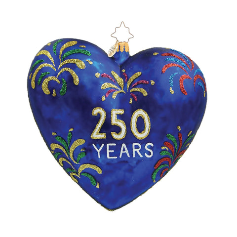 Heart of Independence – 250 Years Glass Ornament, 4.25"