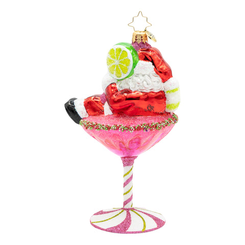 Santa's Christmas Cosmo Glass Ornament, 6.25"
