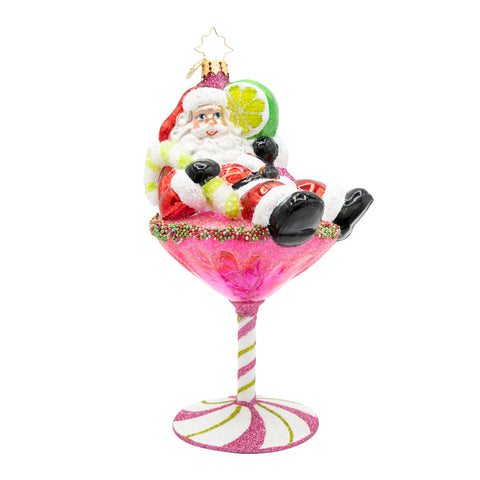 Santa's Christmas Cosmo Glass Ornament, 6.25"