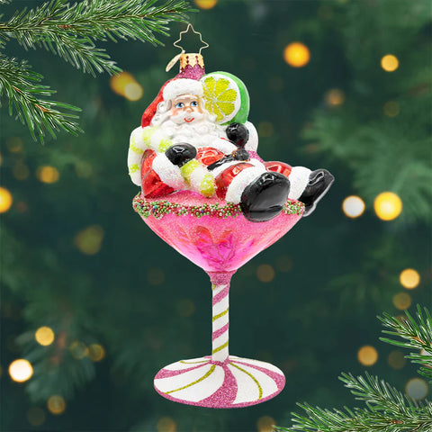 Santa's Christmas Cosmo Glass Ornament, 6.25"