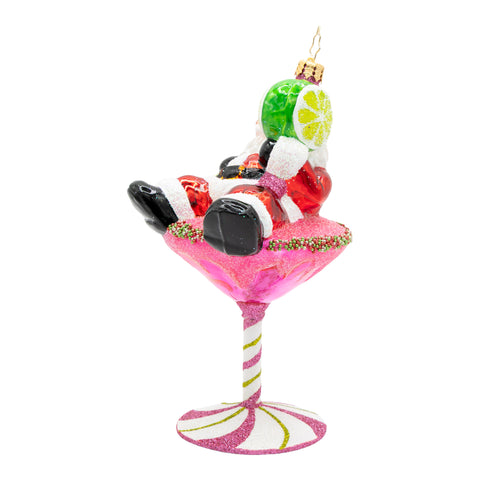 Santa's Christmas Cosmo Glass Ornament, 6.25"