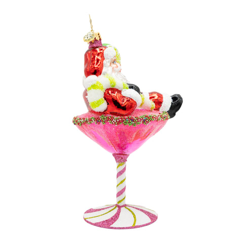 Santa's Christmas Cosmo Glass Ornament, 6.25"