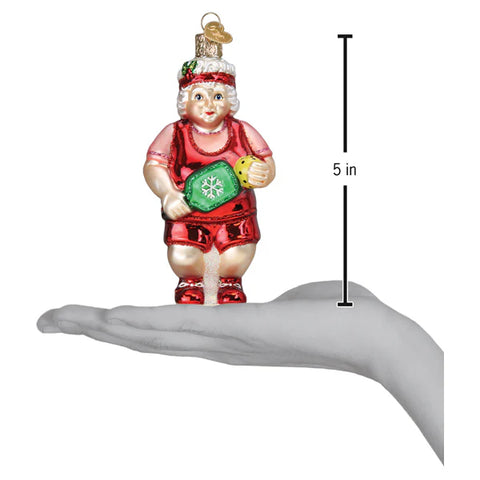 Pickleball Mrs. Claus Ornament