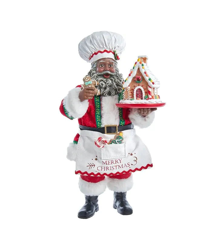 10.5" Fabriché™ African American Gingerbread Chef Santa