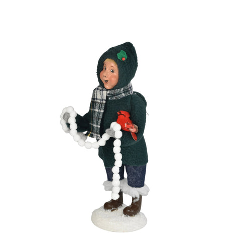 Boy w/ Cardinals Caroler Figurine, 10"