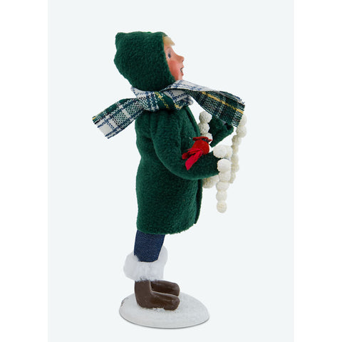 Boy w/ Cardinals Caroler Figurine, 10"