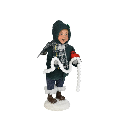 Boy w/ Cardinals Caroler Figurine, 10"