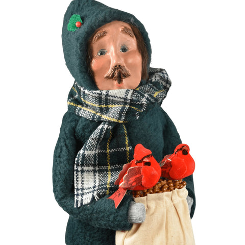 Man w/ Cardinals Caroler Figurine, 13"