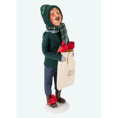 Man w/ Cardinals Caroler Figurine, 13"