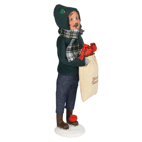 Man w/ Cardinals Caroler Figurine, 13"