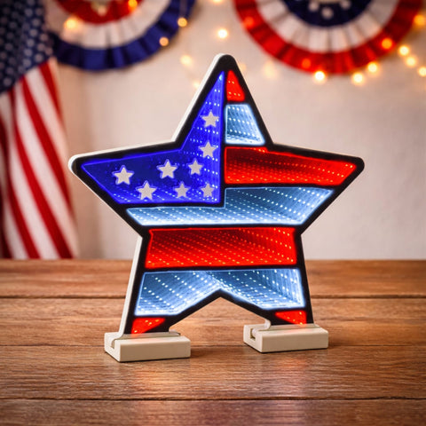 Star Flag Infinity Light, Acrylic, W/ UL Plug, 13.5"