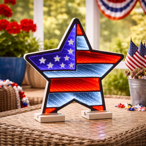 Star Flag Infinity Light, Acrylic, W/ UL Plug, 13.5"