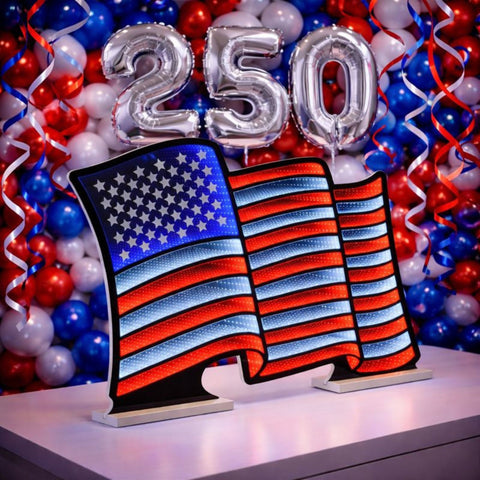 American Flag Waving Infinity Light, Acrylic, W/ UL Plug, 37.5" x 24.5"