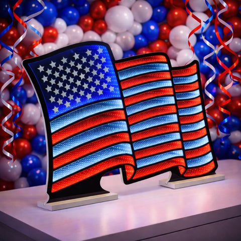 American Flag Waving Infinity Light, Acrylic, W/ UL Plug, 37.5" x 24.5"