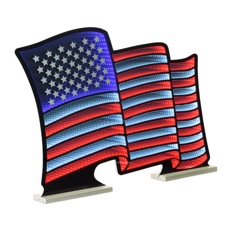 American Flag Waving Infinity Light, Acrylic, W/ UL Plug, 37.5" x 24.5"