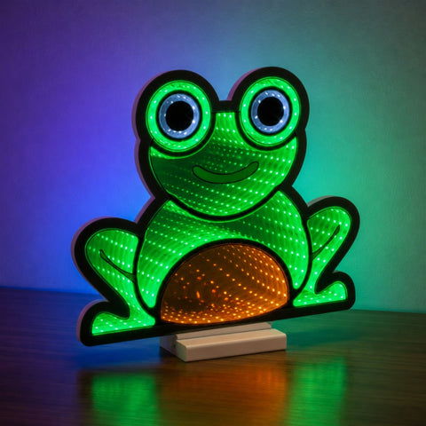 Sitting Frog Infinity Light, Acrylic, W/ UL Plug, 12"