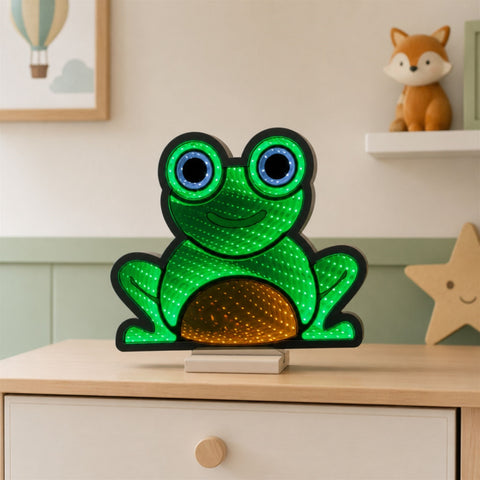 Sitting Frog Infinity Light, Acrylic, W/ UL Plug, 12"