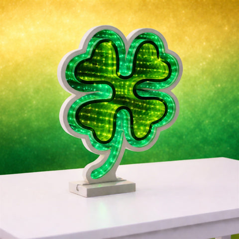 Four Leaf Clover Infinity Light, Acrylic, W/ UL Plug, 14"