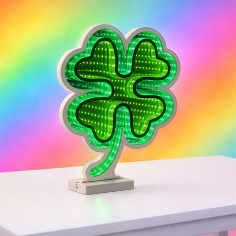 Four Leaf Clover Infinity Light, Acrylic, W/ UL Plug, 14"